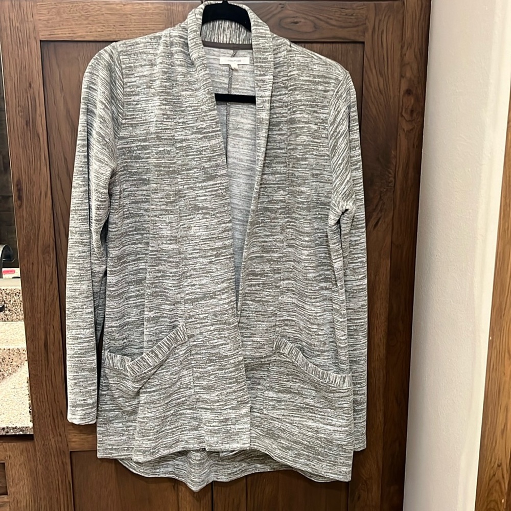 Hunter green and tan cardigan